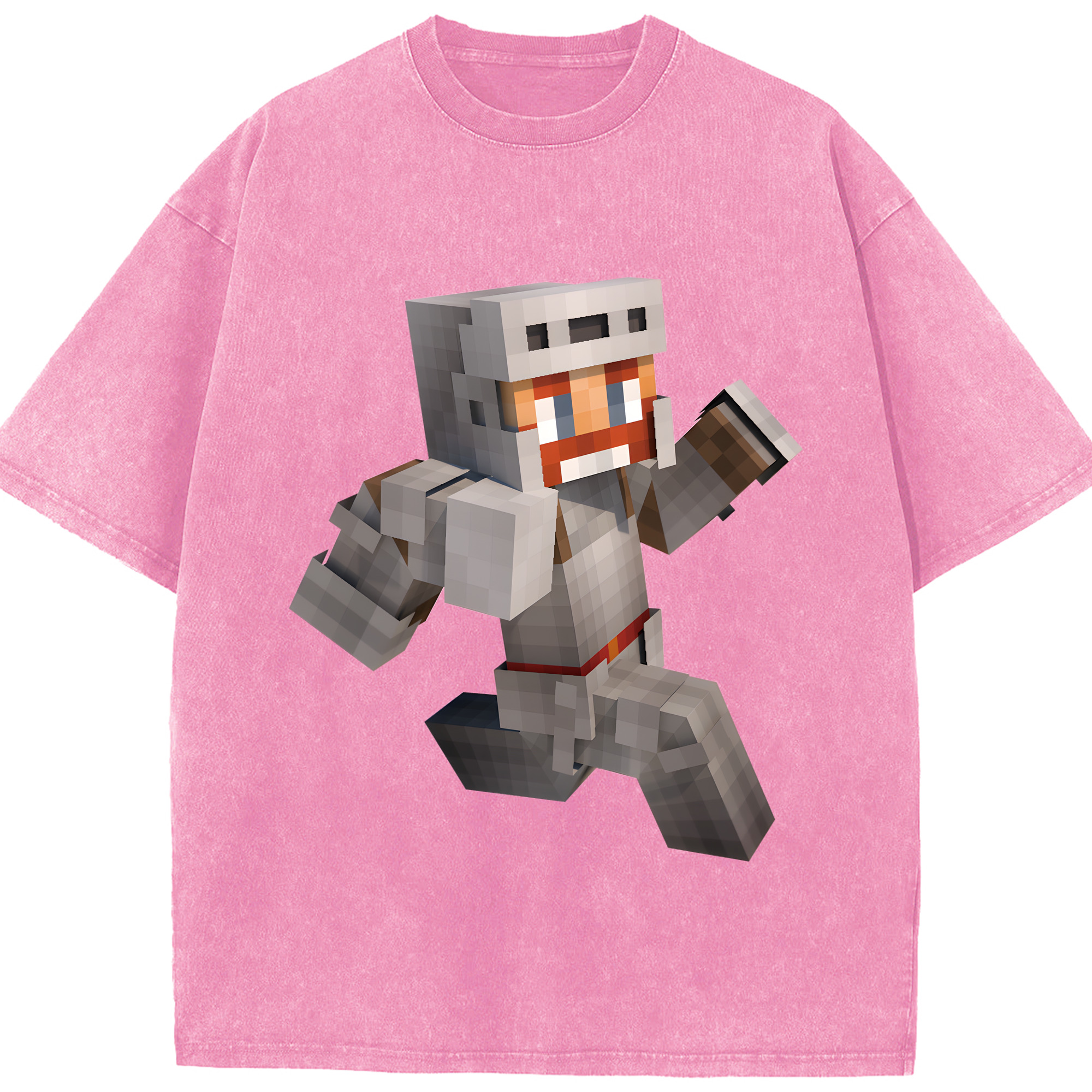（画像用） マインクラフト ブロックの世界 Minecraft MC Block world 綿100% ヴィンテージ風 半袖Tシャツ（フロントプリント）